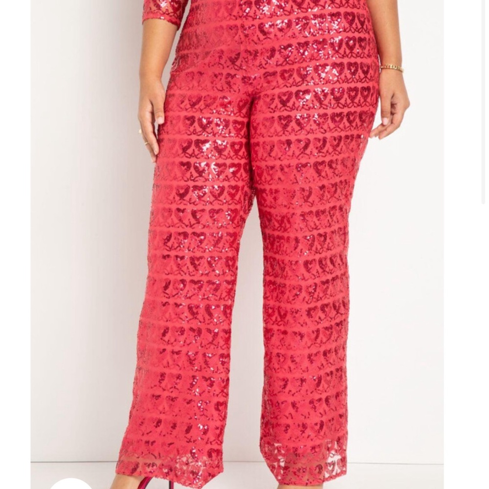 Eloquii Pink Sequin Heart Pants